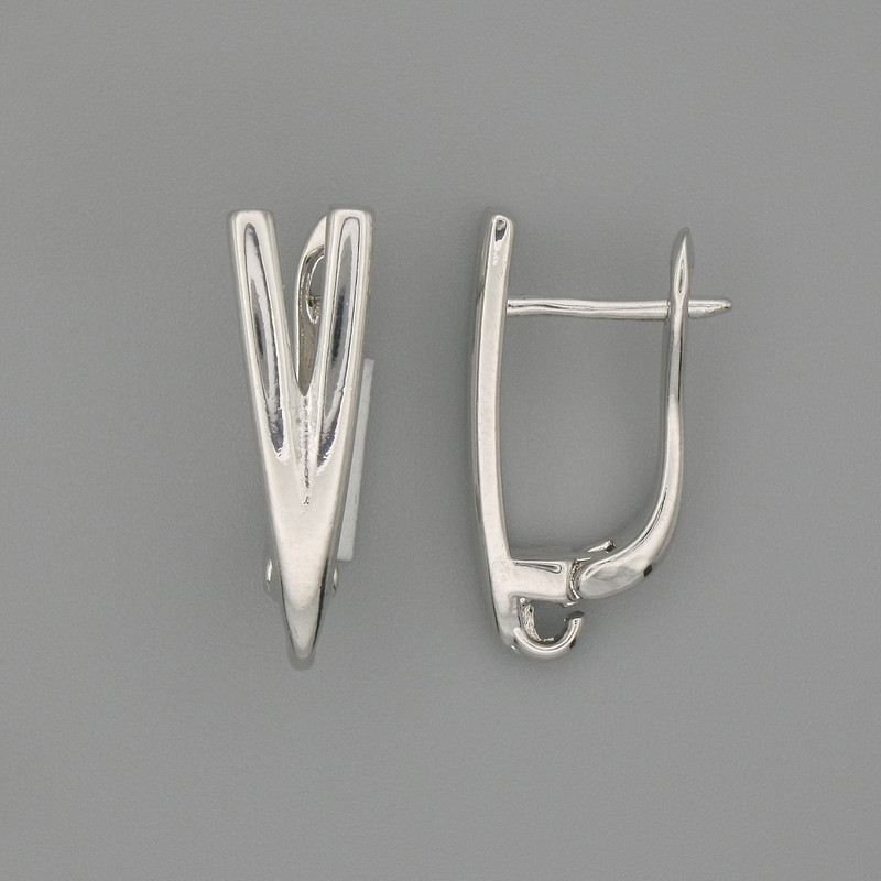 קרסי עגילים ממתכת בצבע כסוף 19×6 mm ± — זוג