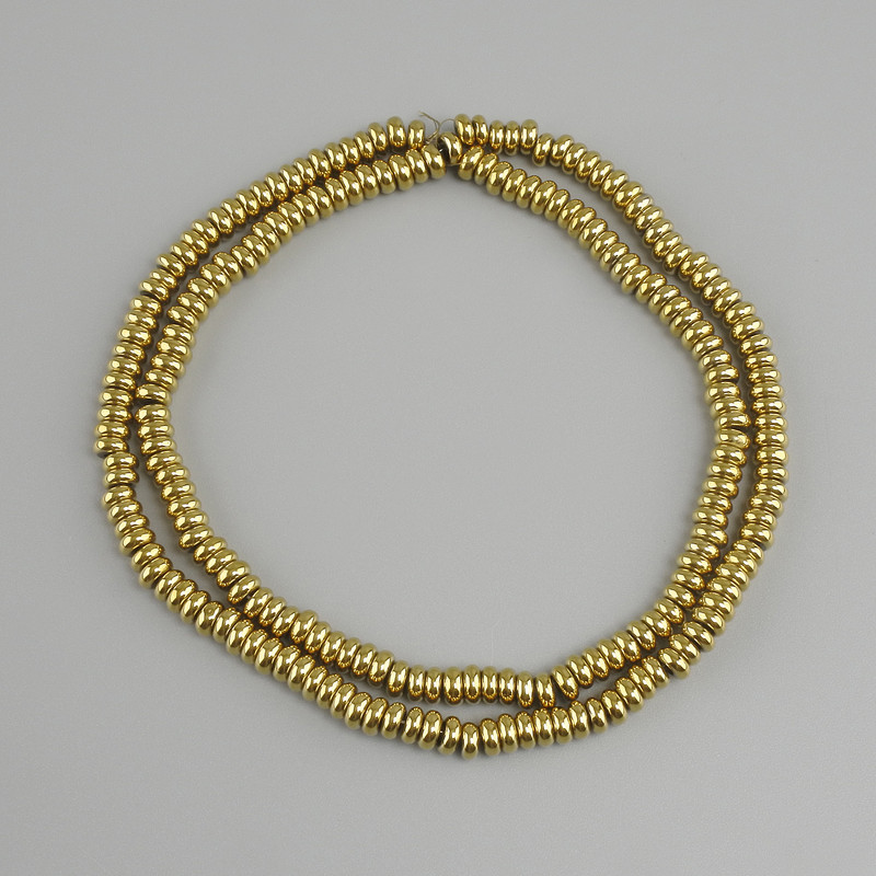 חרוזי המטיט רונדל, קוטר 4x2mm ±, צבע זהב, אורך 40cm+