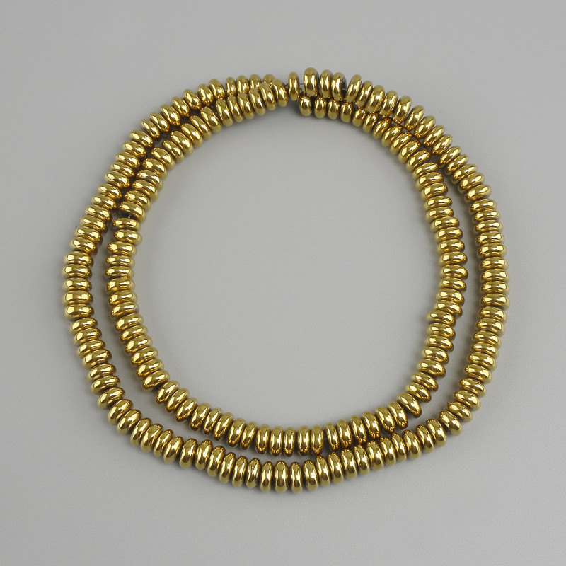 חרוזי המטיט בצורת רונדל, קוטר 5×2mm ±, צבע זהב, אורך 40cm+