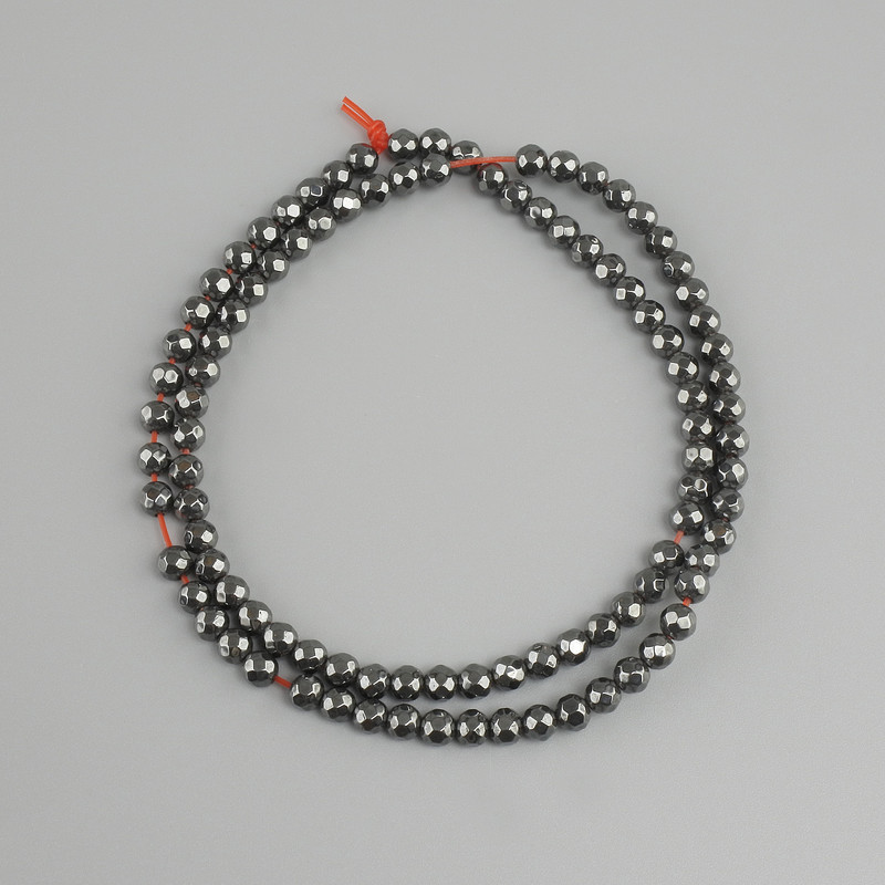 חרוזי המטיט כדור מסותת, קוטר 4mm+-, אורך 38cm+- על חוט