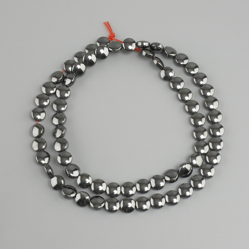 חרוזי המטיט בצורת מטבע, קוטר 6mm ±, אורך כ-41cm ± על חוט