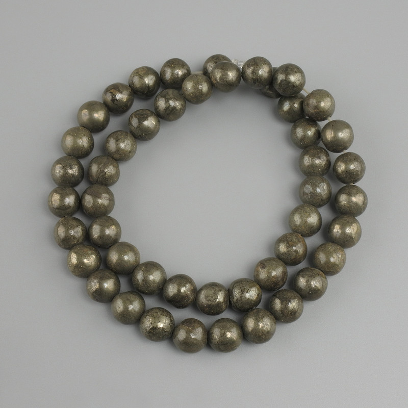 חרוזי פיריט כדור חלק, קוטר 8.5mm ±, אורך 38cm +