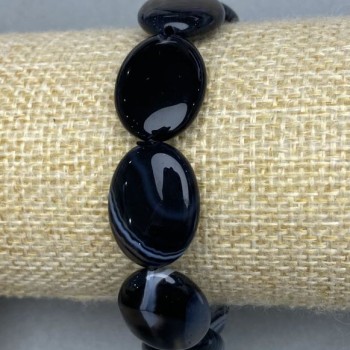 צמיד אגט אובלי, קוטר 20×15mm ±, אורך 18cm ±, בסיס אלסטי