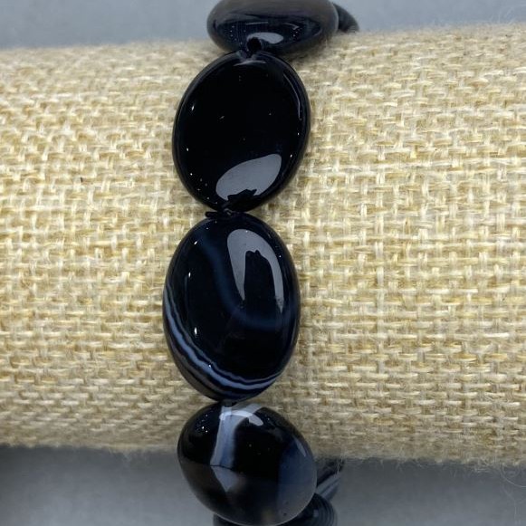 צמיד אגט אובלי, קוטר 20×15mm ±, אורך 18cm ±, בסיס אלסטי