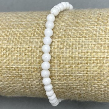צמיד אגת כדור חלק, קוטר 4mm ±, אורך 18cm ± על בסיס אלסטי