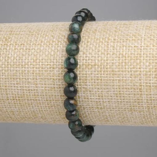 צמיד אזמרגד, חרוזים חלקים, קוטר 6mm±, אורך 18cm±, על בסיס אלסטי