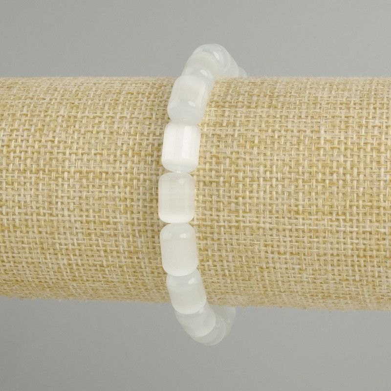 צמיד עין חתול גלילי, מידות 10×8mm+-, אורך 18cm+-, בסיס אלסטי