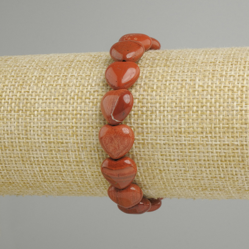 צמיד יאשמה אדומה בצורת לב, קוטר 12 mm ±, אורך 18 cm ± סטרץ'