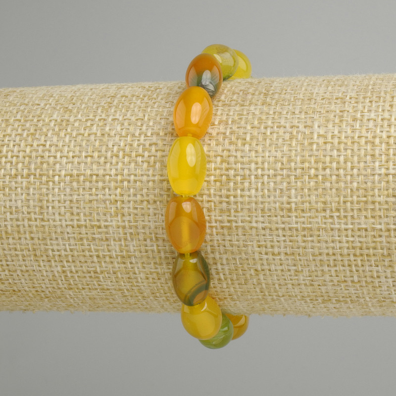 צמיד אגט גרגר, קוטר 12x8mm+-, אורך 18cm+- סטרץ'