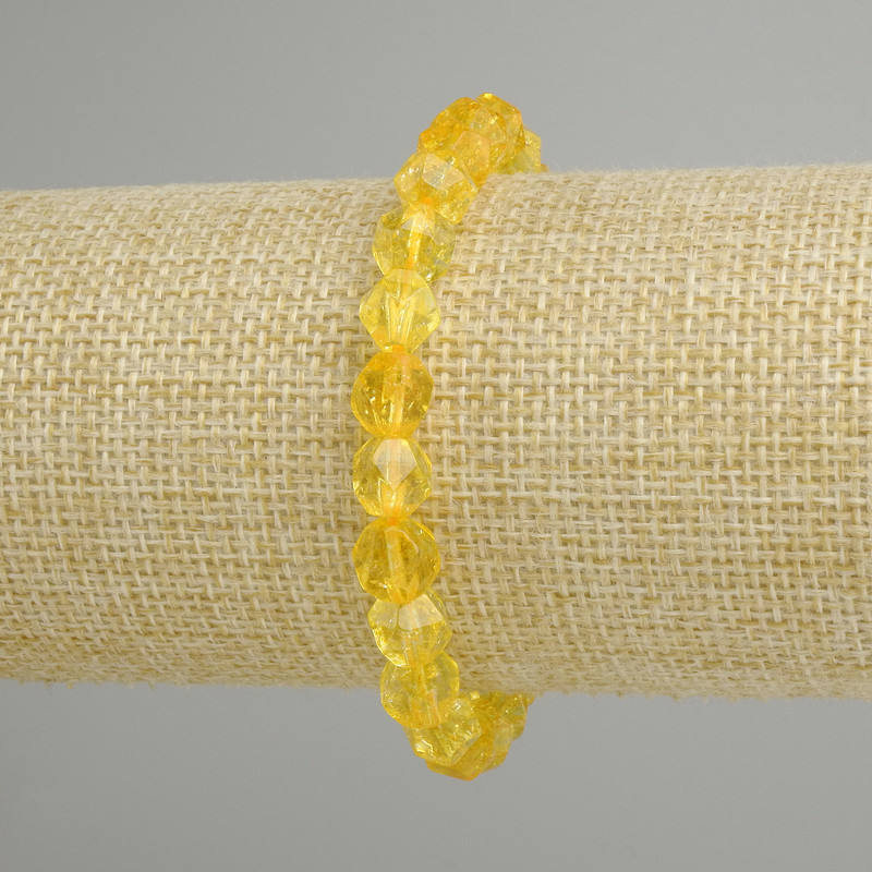 צמיד ציטרין רב־פני, מידות 8×7mm ±, אורך 18cm ±, אלסטי