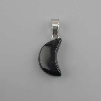 תליון "ירח" אגת שחור 11x18x5x28mm+