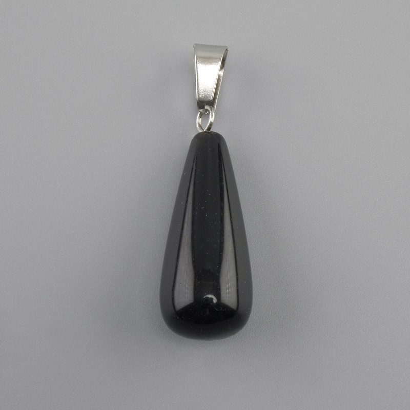 תליון 'טיפה' אגט שחור 10x26x36mm+