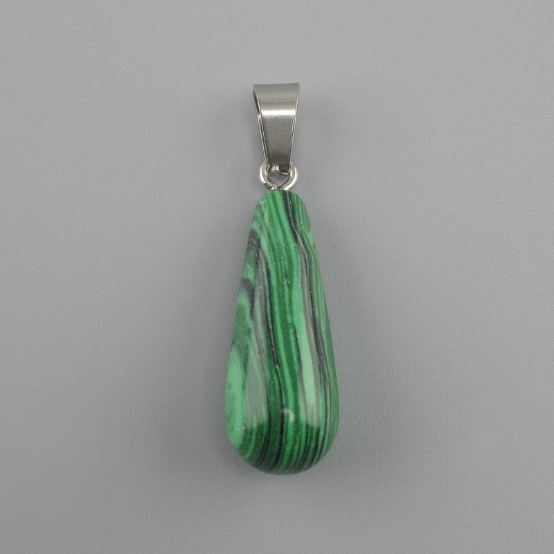 תליון "טיפה" מלכיט 10x26x36mm+