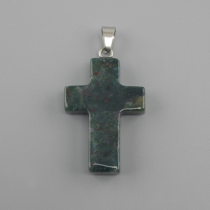תליון «צלב» אגט מוס 18x26x34mm+