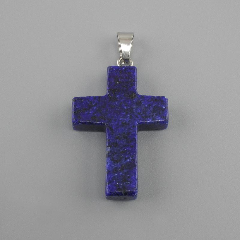 תליון צלב לאפיס לזולי 18×26×34 mm+