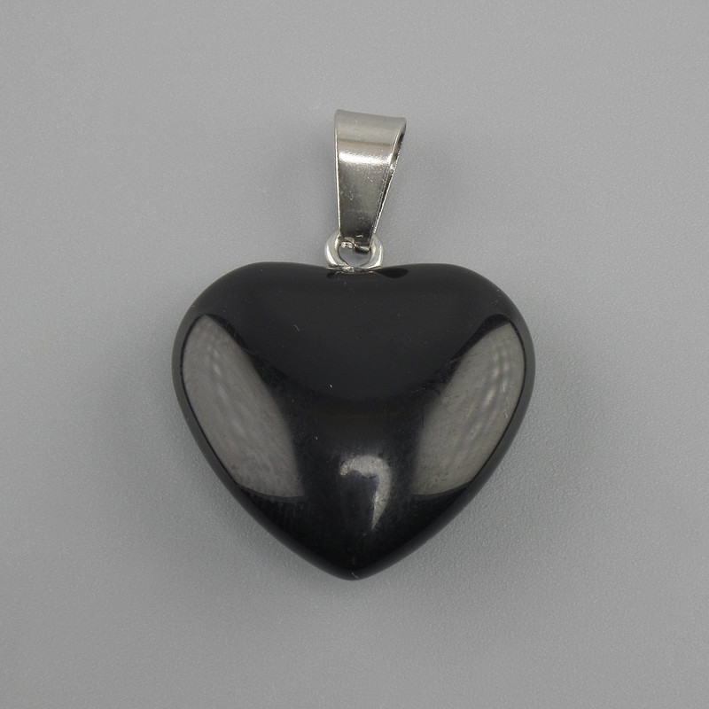תליון לב אגט שחור 20×20×28mm+