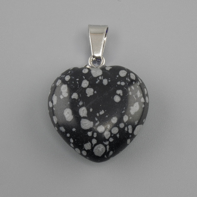 תליון לב אובסידיאן שלג 20x20x28mm+
