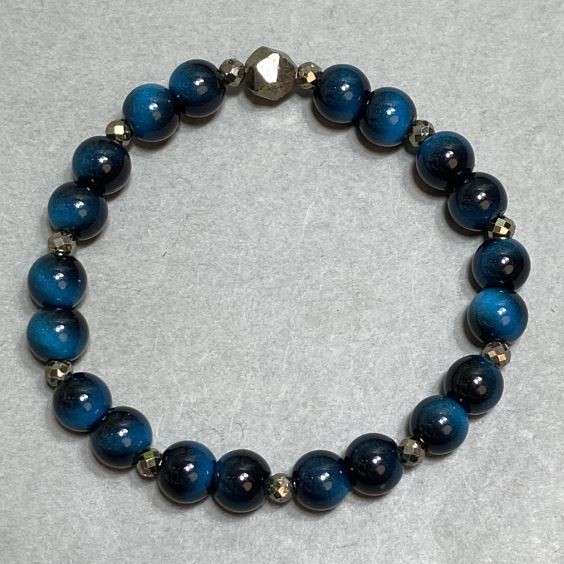 צמיד אבן עין-הנמר מלאכותית כדור 8mm ±, אורך 18cm ± סטרצ׳