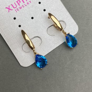 עגילי Xuping עם אבנים תכולות 28x7 מ"מ ציפוי זהב 18K
