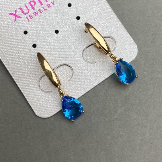 עגילי Xuping עם אבנים תכולות 28x7 מ"מ ציפוי זהב 18K