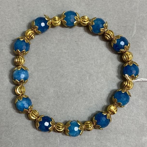 צמיד אפטיט חרוז כדורי faceted 8 מ"מ+- עם שיבוצים, אורך 18 ס"מ +- סטרץ'