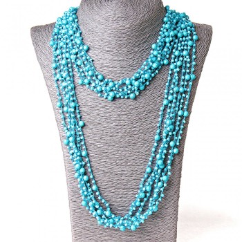 ( 140 ס״מ ) שרשרת-רשת עם תלויים עגולים כחולה