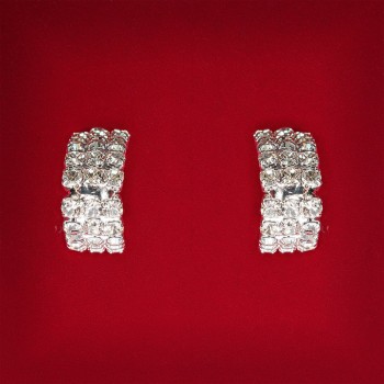 ( 20 מ״מ ) עגילים לנשים לבנים עם קריסטלים ומתכת בהירה לחתונה ולערב, עגילי סטוד עם חלוקה באמצע