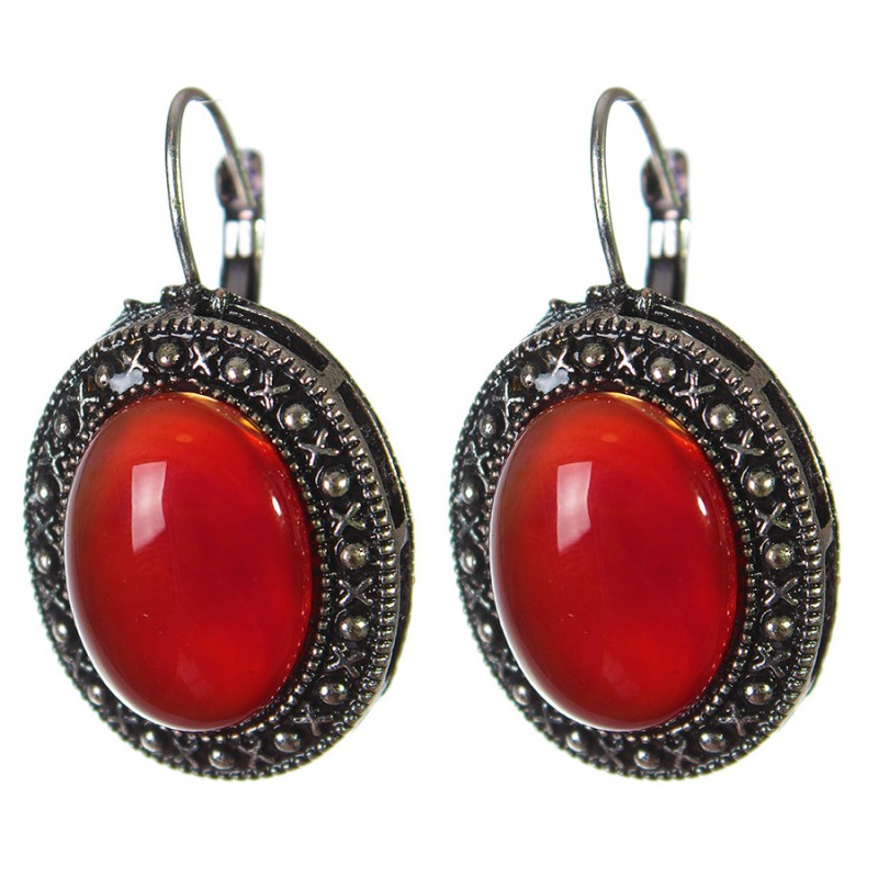 עגילים במבצע במסגרת «נקודת צלב» עם אבן סרדוליק וסרדוניקס בצורה אובלית 2,5×2 ס״מ, אורך 3,8 ס״מ