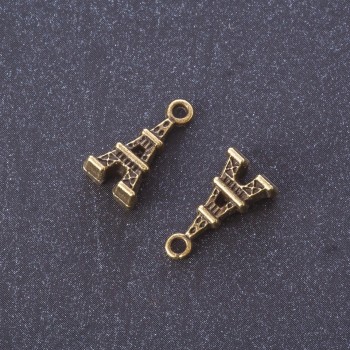 אביזרי תכשיטים תליון "מגדל אייפל" בצבע מתכת: ברונזה 1,6×0,8 ס״מ מסה 20 גרם, + -19 יחידות