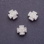 אביזרי תכשיטים שיבוץ חרוז בצורת צלב, אורך 10 mm, קוטר חור 1.5 mm, צבע כסף, אריזה 20 g ±10 יח'