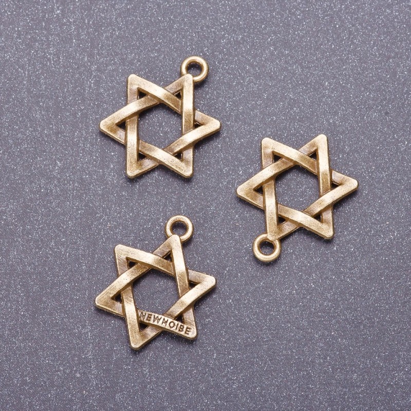 אביזרי תלייה: מגן דוד, אורך 3 מ״מ, קוטר 18 מ״מ, מתכת ברונזה, משקל 20 גרם ±11 יחידות