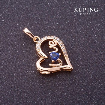תליון Xuping Love אבן כחולה בצבע זהב 27×16 מ״מ