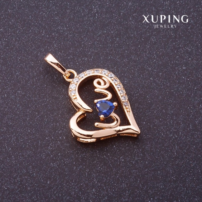תליון Xuping Love אבן כחולה בצבע זהב 27×16 מ״מ