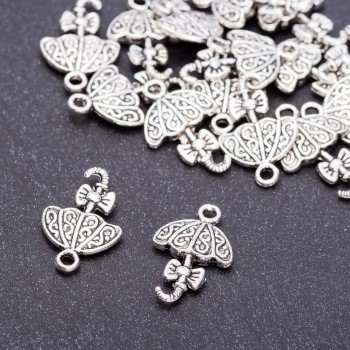 אביזרי תכשיטים תליון מטריה, קוטר 13 מ״מ, אורך 20 מ״מ, פתח 3 מ״מ, אריזה 20 גרם, +/- 17 יחידות