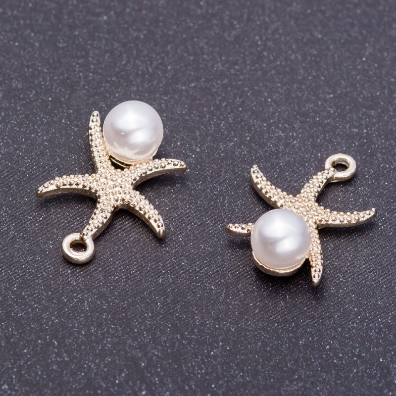 אביזרי תכשיטים – תליון «כוכב ים» «כסף לימוני», קוטר 16 מ״מ, L2 מ״מ דוטווייה, 5 מ״מ פאס. 7 יח׳