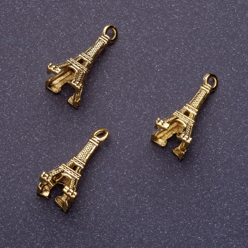 אביזרי תליון - מגדל אייפל L0mm d1-1, 5 mm, d2-8mm צבע זהב ישן אריזה 20 גר' ± 23 יחידות