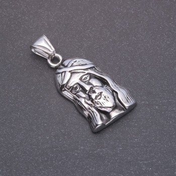 תליון 'פנים' מתכת אפורה 20×37×45 מ״מ