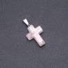 תליון-צלב, אבן קוורץ ורודה 25x18mm