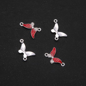 אביזר-מחבר «פרפר» אמייל אדום 24×12 מ״מ גימור 4 יח'