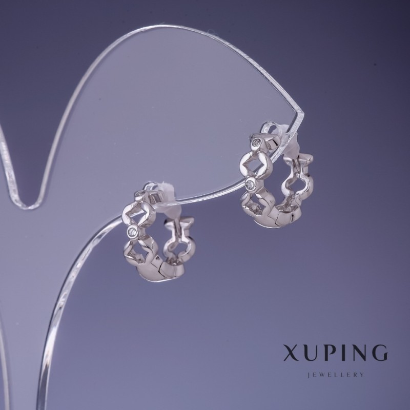 עגילי Xuping 4,5×12 מ״מ בציפוי רודיום