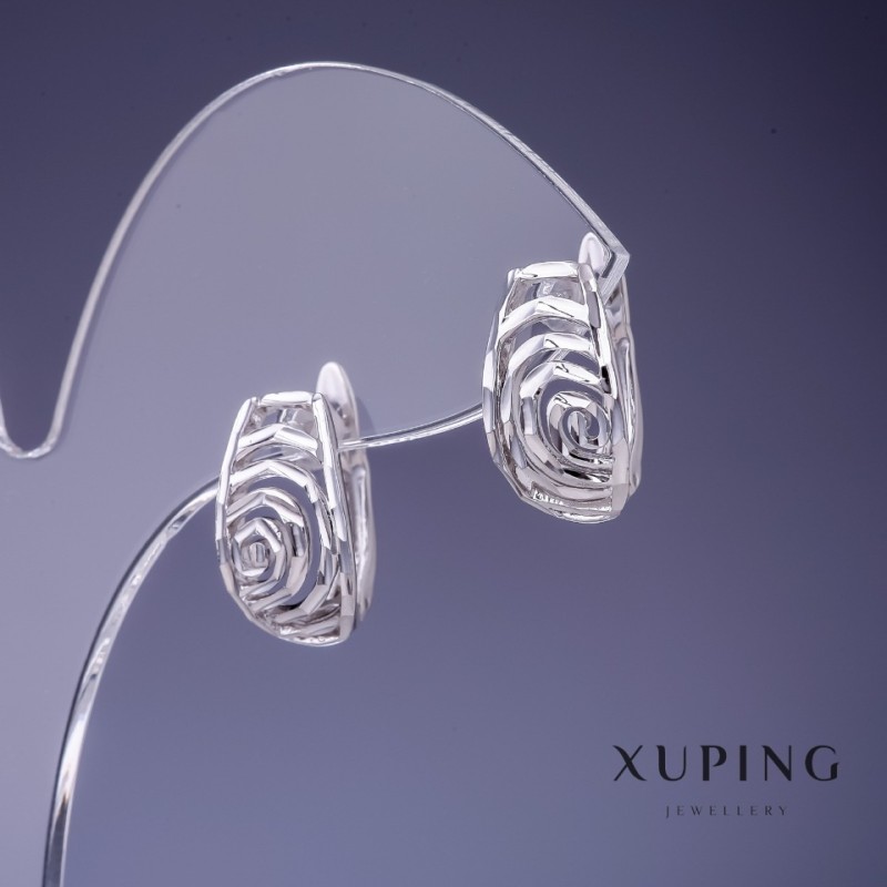 עגילים Xuping 16×9 מ״מ ורדים רודיום