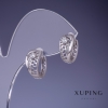 עגילים Xuping בעיצוב יווני, דגם 7×14 מ״מ, רודיום, עם אבני זירקונים לבנות