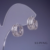 עגילים Xuping 12×7mm רודיום עם קריסטלים לבנים