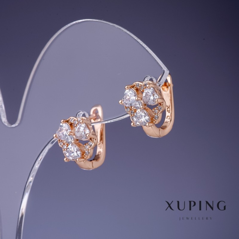 עגילים Xuping «שלש עלים» 14×10 מ״מ «ציפוי זהב 18K»