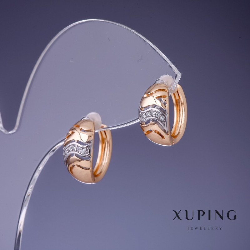 עגילי Xuping 7×14 מ״מ בציפוי זהב 18 קראט