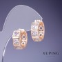 עגילים Xuping עם גבישי לבנים 17×7 מ״מ «זהב מצופה 18 קראט»