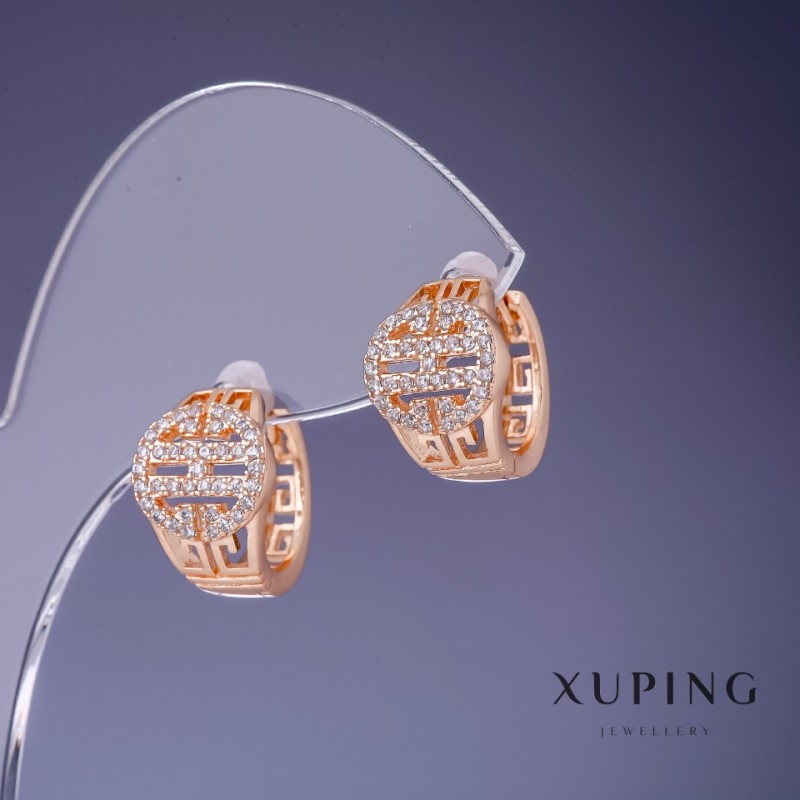 עגילים Xuping 13×10 מ״מ "ציפוי זהב 18K" עם זרקונים לבנים