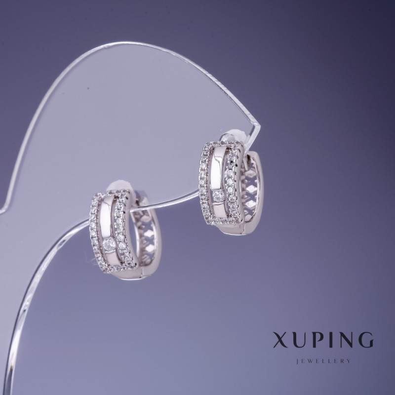 עגילי Xuping 5×12 מ״מ ורודיום