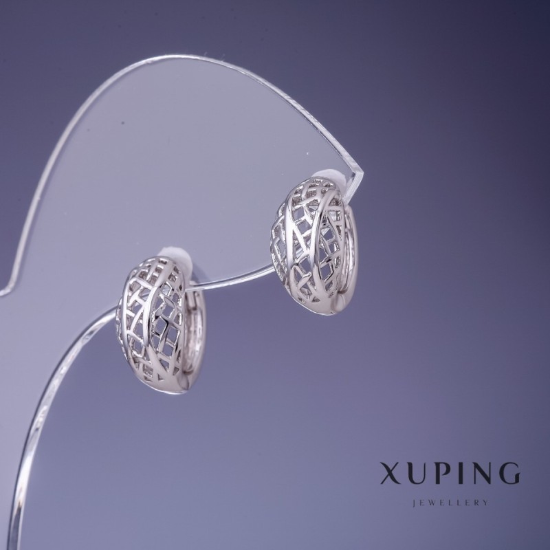 עגילי Xuping 7×13 מ״מ רודיום