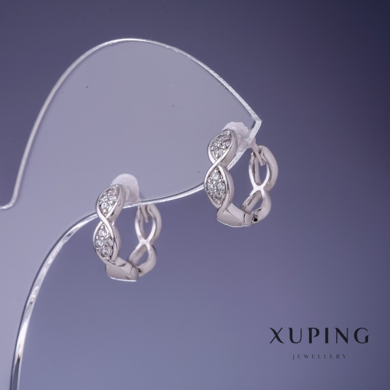 עגילי Xuping 13×4 מ״מ רודיום